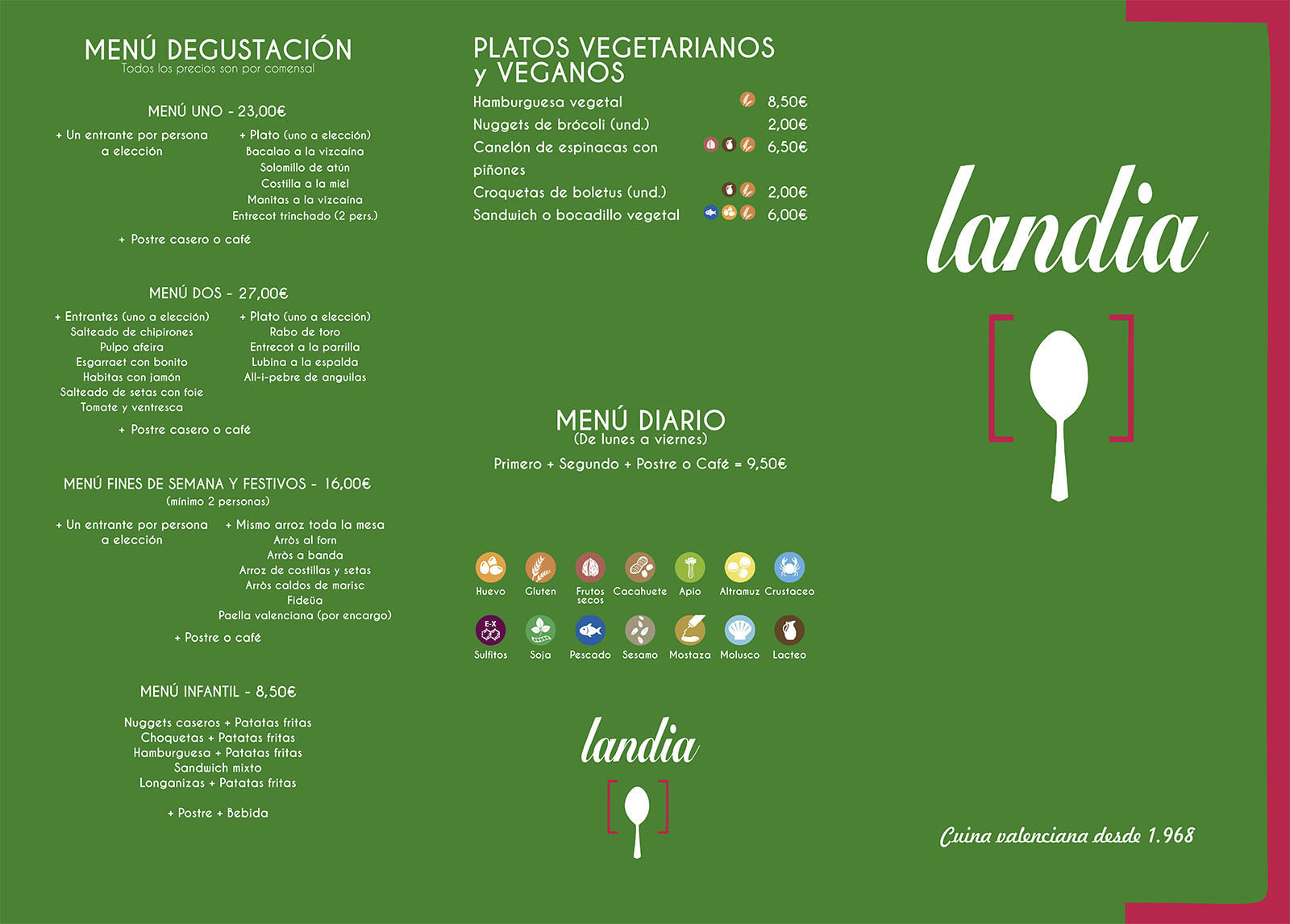 Carta Restaurante Landia